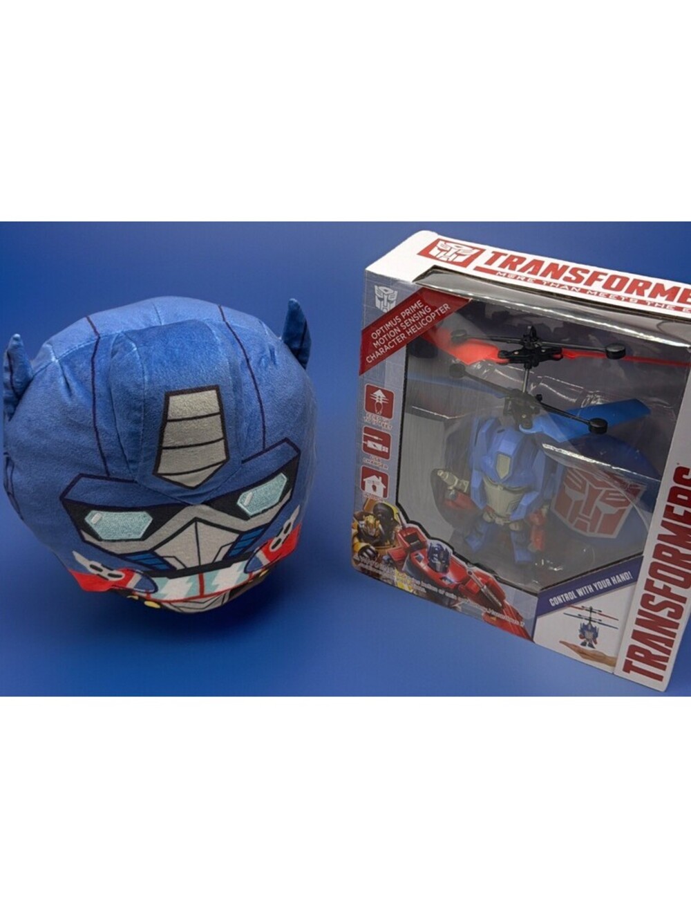 Transformers Optimus Prime Bundle Motion Sensing Helicopter & Reversible Plushie